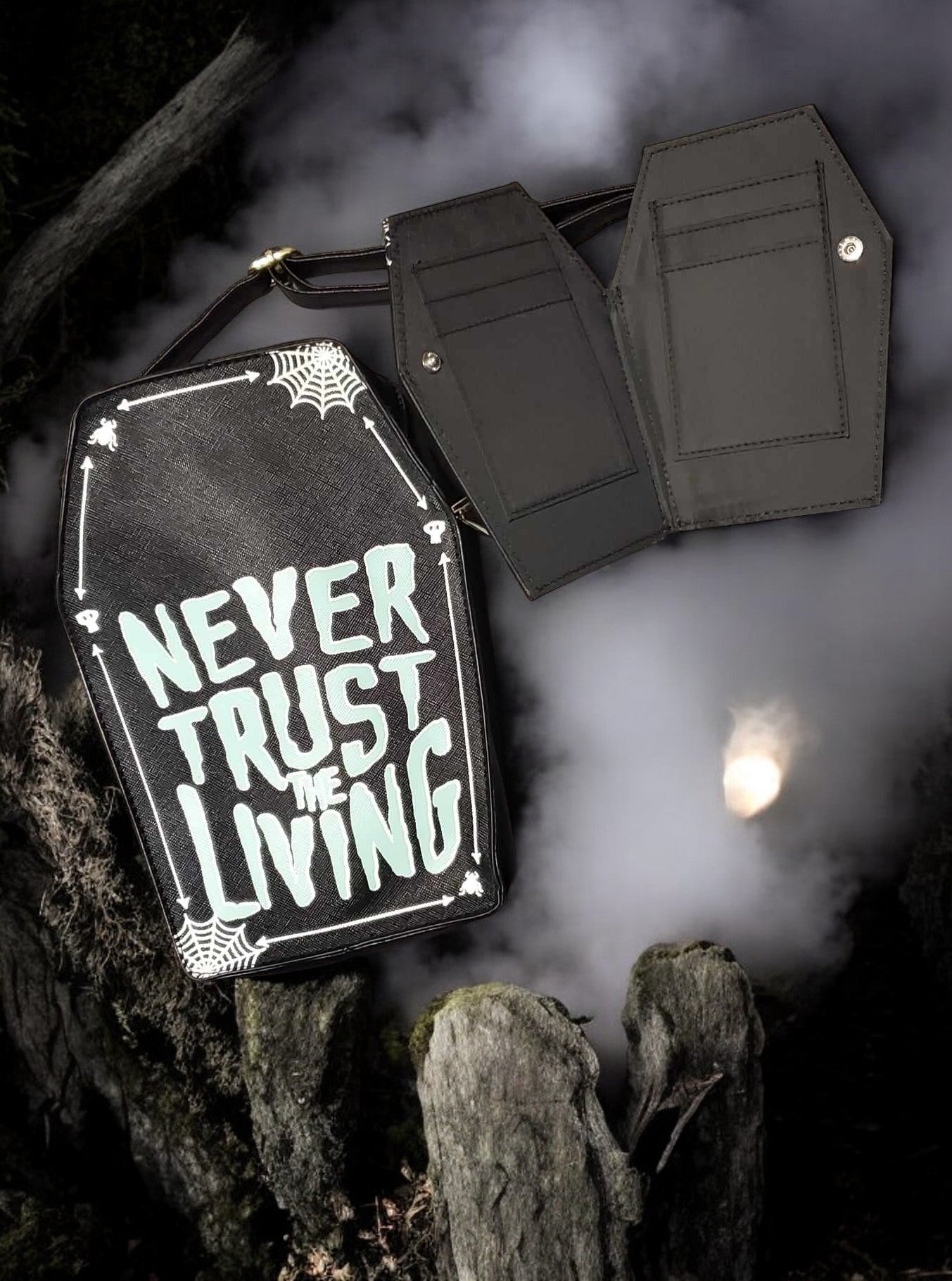 Never Trust the Living crossbody bag